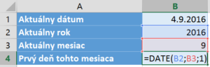 prvý deň aktuálneho mesiaca
