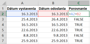 Porovnanie dvoch stĺpcov