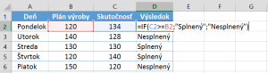 Príklad funkcia IF
