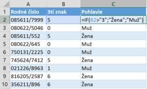 Výpočet pohlavia podľa RČ