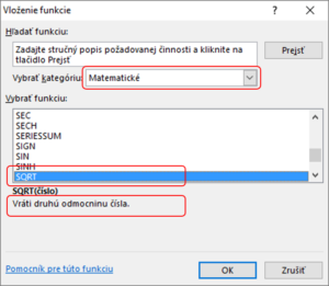 Funkcia sqrt